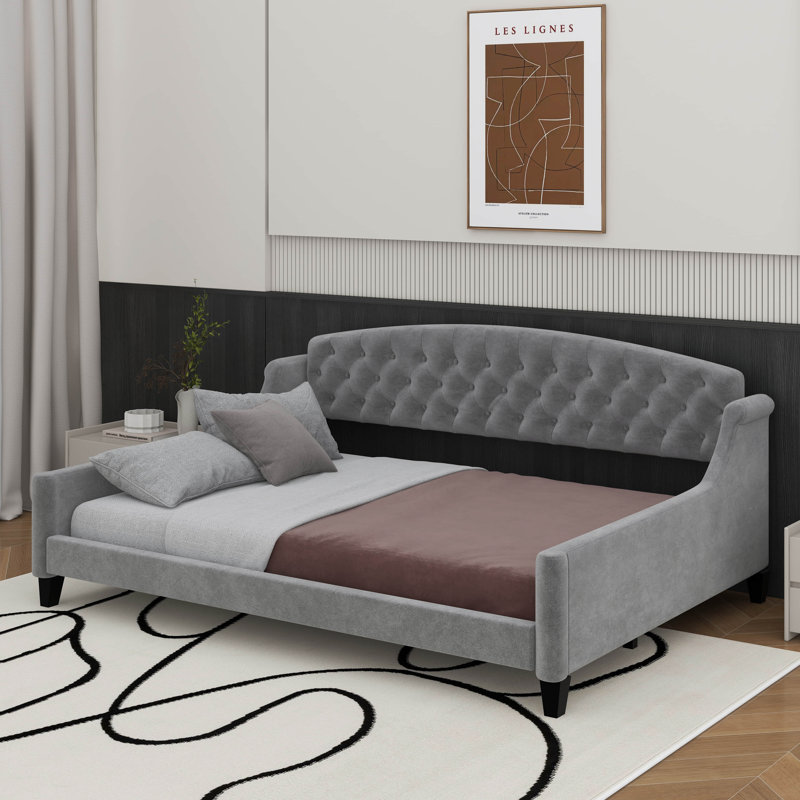 Modern Luxury Tufted Button Daybed, Gray