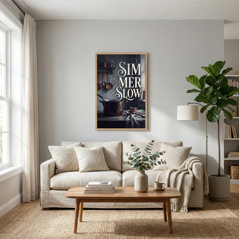 «Simmer Slow Text Copper Pot and Loule», art mural sur toile, H 24 po x l 18 po