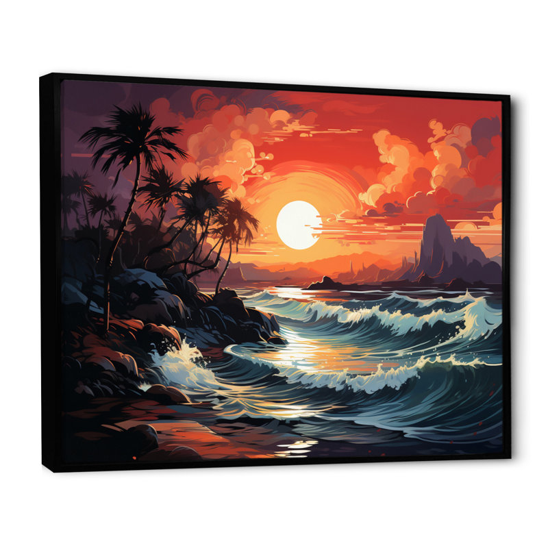 Paradis tropical II - imprimé, H 34 po x l 44 po, Cadre flottant noir