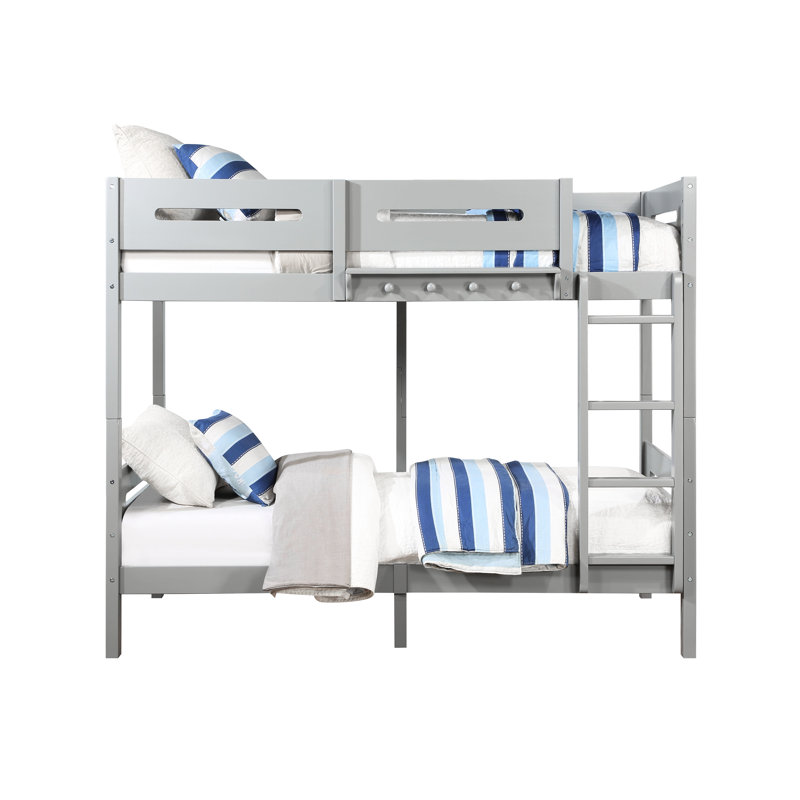 Lit superposé gris - du bas au sol de 9 po, capacité de poids de 330 lb, amovible, profondeur de 43,12 po, système de lattes pour lit simple / simple en matériau composite inclus, poids de la hauteur du plateau: 48 po