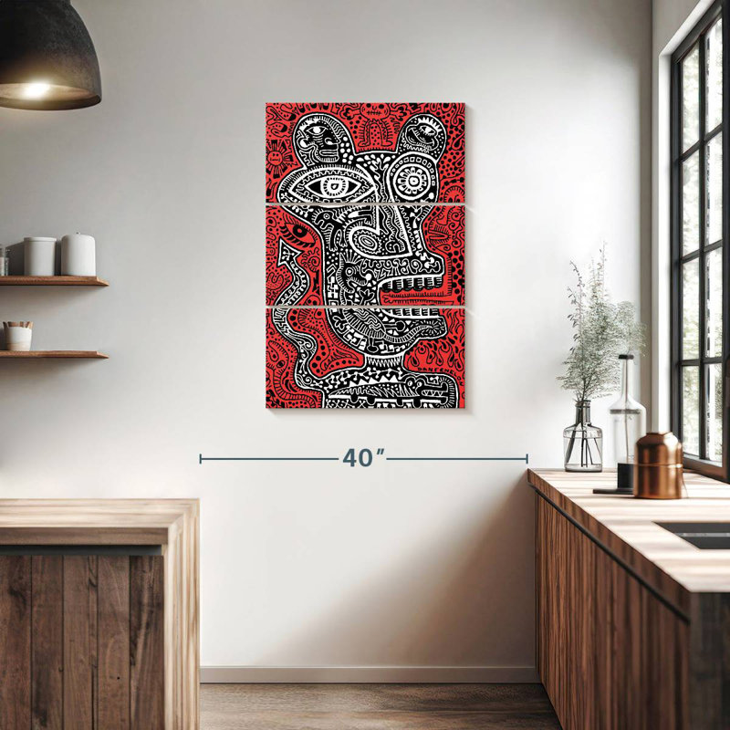 Kelan Tiki Head I Red, 38" H x 24" W