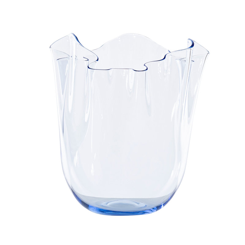 Venini Fazzoletto Vase, 9.45" H x 7.87" W x 7.87" D, Iceberg