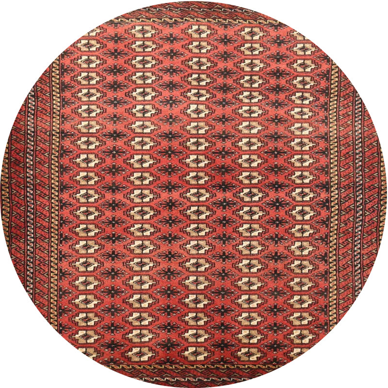Tapis oriental multicolore tissé à la machine Oriental, Rond 3 pi