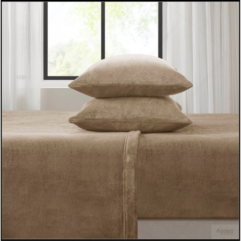Ensemble de draps 4 pièces, Housse de couette grand + 3 pièces supplémentair, Taupe
