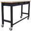 Work Bench, Workbench with Drawer Storage, Heavy Duty Bamboo Wood Work Table with Wheels for Garage Home Office