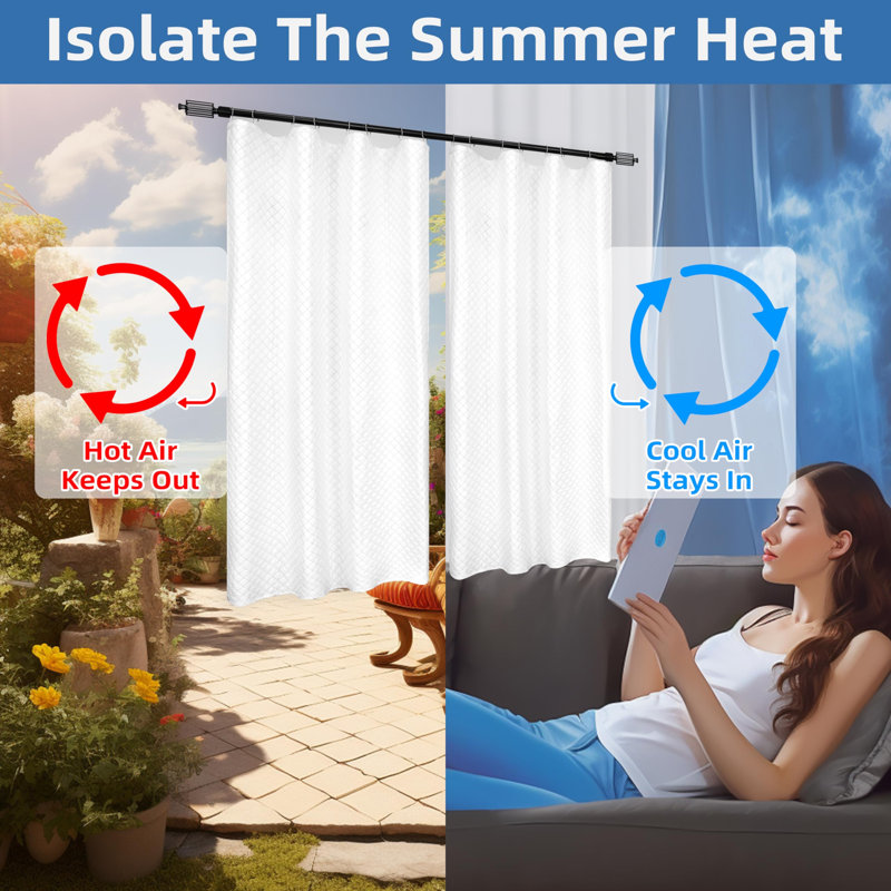 Laraoun 2 Panels  Blackout Thermal Curtain Liner, 50" W x 104" L