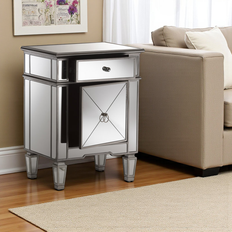 Table de bout en miroir Vetta de style Hollywood Regency