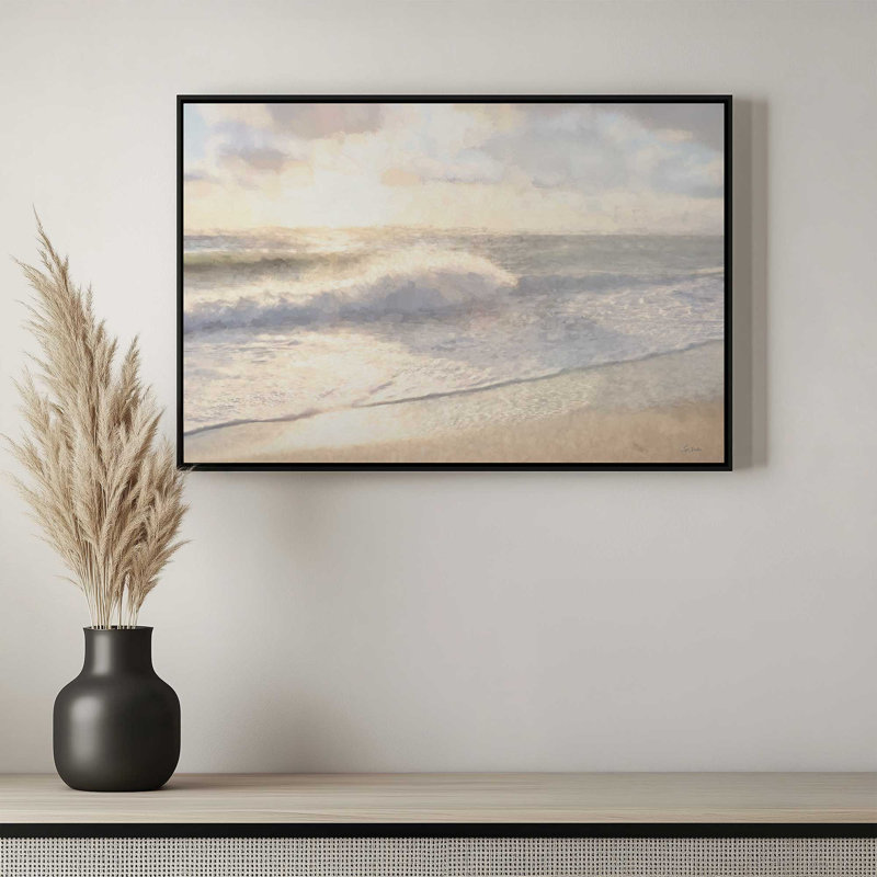 «Sun and Sand» par Lori Deiter, reproduction d'art, L 18 po x H 12 po, Argent, Toile avec cadre