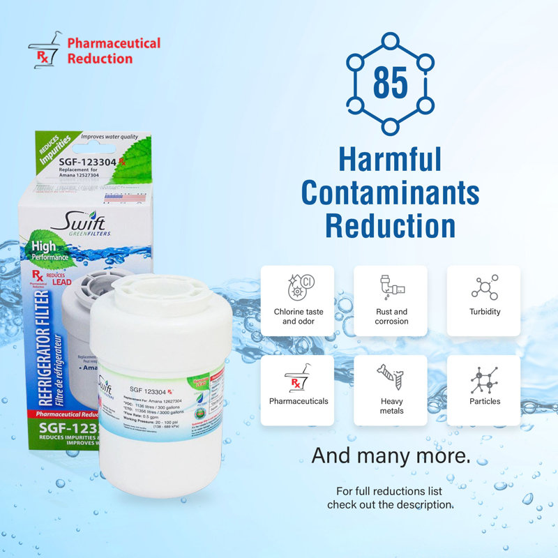 Swift Green Filters SGF-123304 Rx Compatible Refrigerator Water Filter for 1252704, EFF-6021A, 46-9014, Made in USA-6 Pack