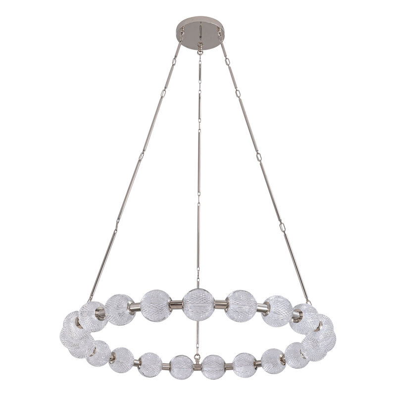 Marni Aluminum/Steel LED Chandelier, Polished Nickel, 21