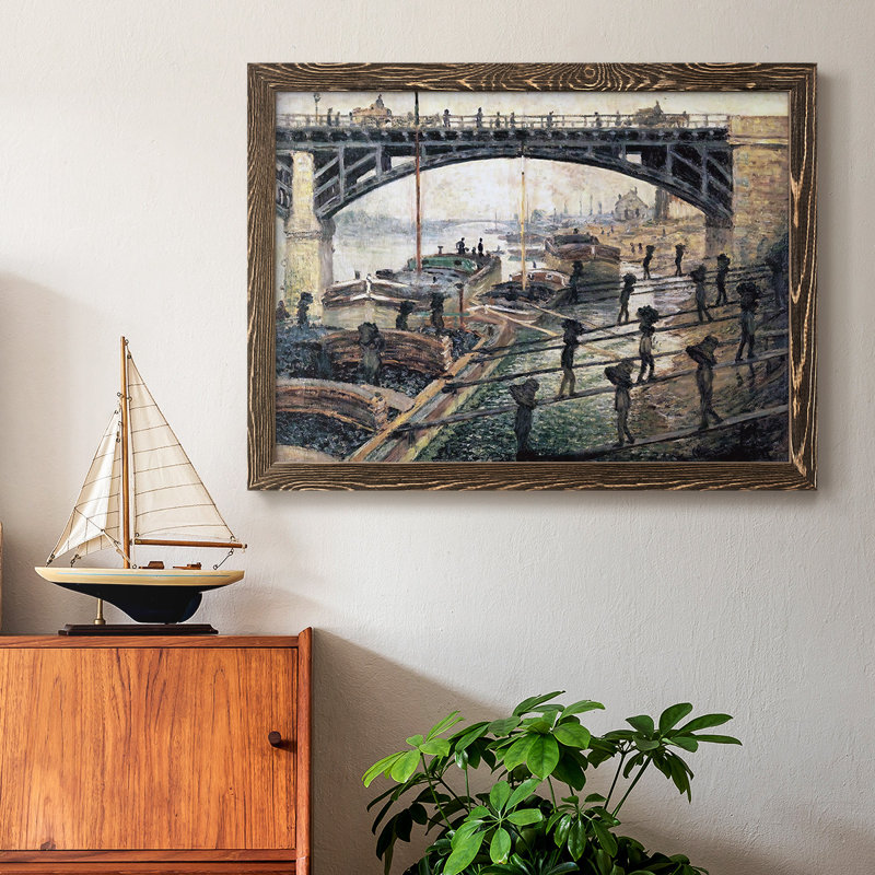 Coal Dockers, 1875 - Reproduction de photo sur toile simple, Cadre photo noyer, H 22 po x l 32 po x P 1,5 po
