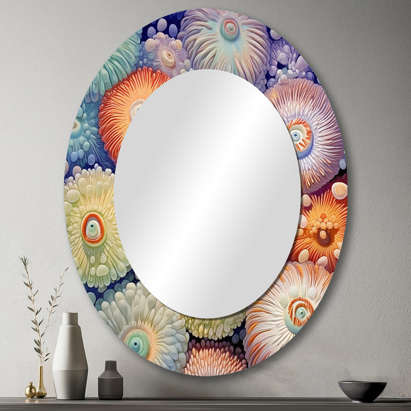 Magnifique miroir mural ovale orange, 43 po x 33 po