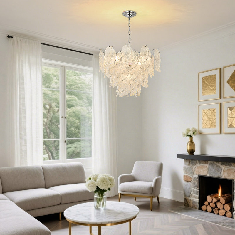 5-light Dimmable Tiered Chandelier With Crystal Accents