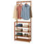 Solid Wooden Hall Tree Coat Stand Garment Hanger with Storage Shelves Shoe Organiser Hallway