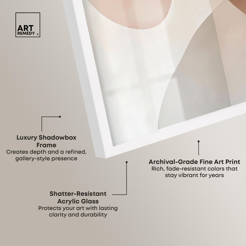 «Curvilinear Quadrants IV Shadowbox Print Boho Art» par Art Remedy, H 21 po x l 17 po, Blanc