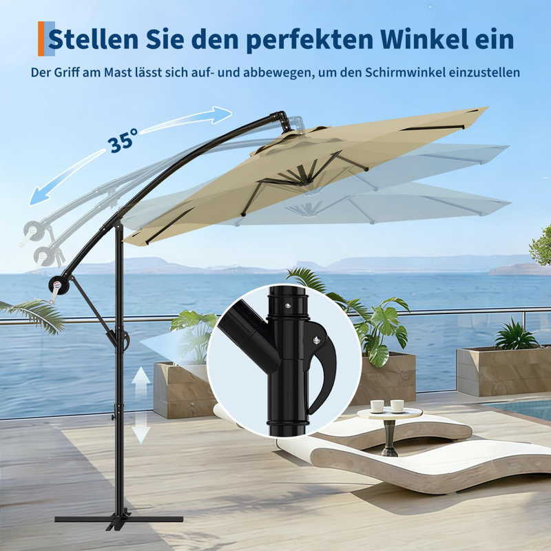 300cm Beach Parasol, Brown Geometric