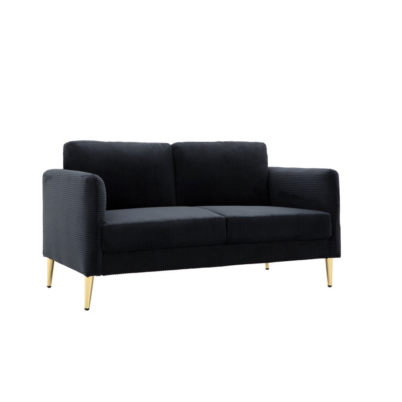 Canapé d'angle de lecture moderne du milieu du siècle, 150,8 cm de large, en velours côtelé, bois massif, cinq couleurs disponibles.