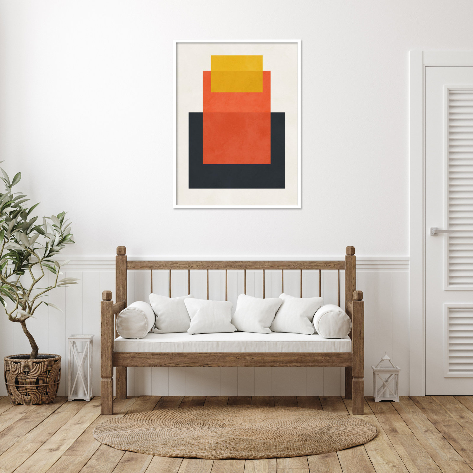 Overlapping Geometry 10 Print, 41" H x 31" W, Brown/Orange, White