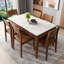 Table de salle à manger en bois massif blanc et brun noisette rectangulaire + bois massif-1581797434