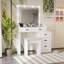 Coiffeuse réglable blanche avec 5 tiroirs