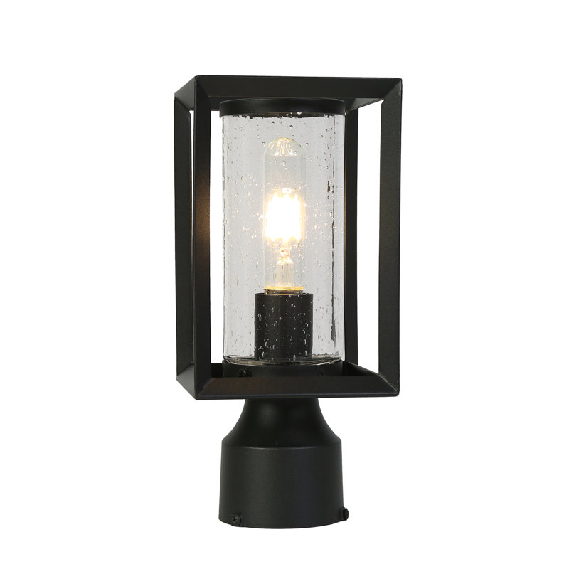 1-Light Modern Lantern Head Seeded Pier Mount Light
