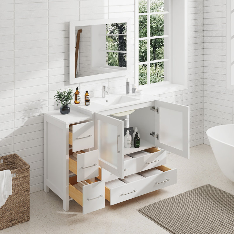  Ensemble de meuble-lavabo simple 48 "avec miroir, Blanc