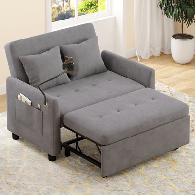 Pull Out Upholstered Reclining Sleeper Sofa