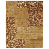 Qing Hand Knotted Striped Area Rug in Gold/Ivory