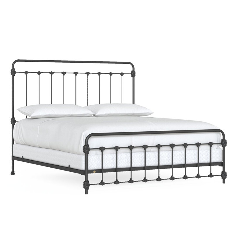 Lit en fer Picket Fence, Très grand californien, Baroque Black