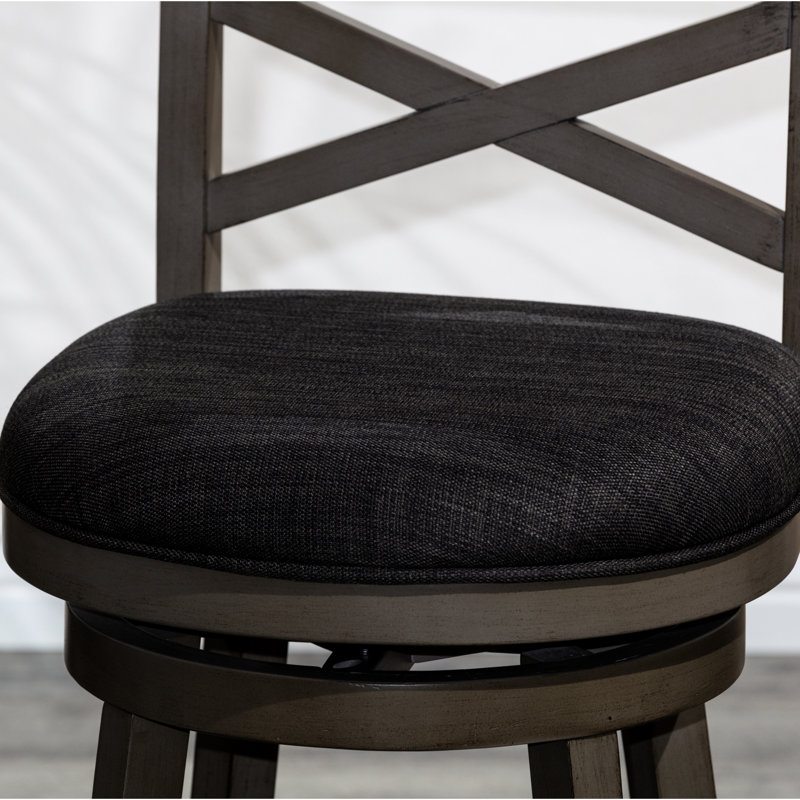 Tabouret de salle à manger pivotant en tissu gris anthracite patiné de 30 po - gris