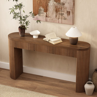 Gennari 55'' Fluted Wood Console Table With 1 Drawer