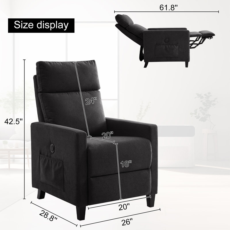 Fauteuil inclinable rembourré Searsport, Microfibre grise