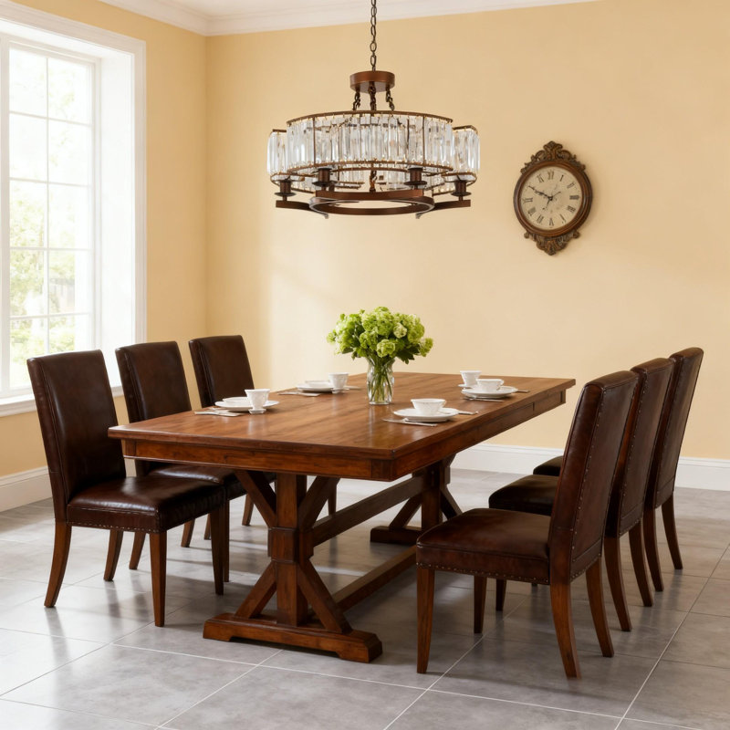 23.6-inch Brown 6-light Minimalist American-style Pendant Light - Recessed Or Surface Mount Installation / Adjustable Length / E14 Base / Wall Switch Control