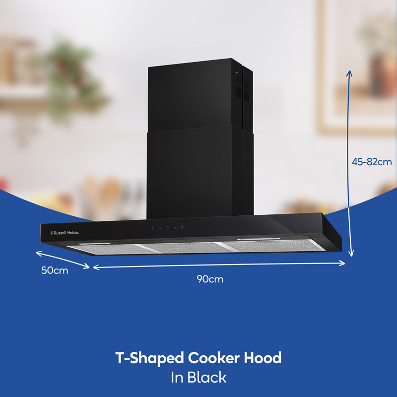 Russell Hobbs Rhgch903b 90cm T-shaped Chimney Cooker Hood Black