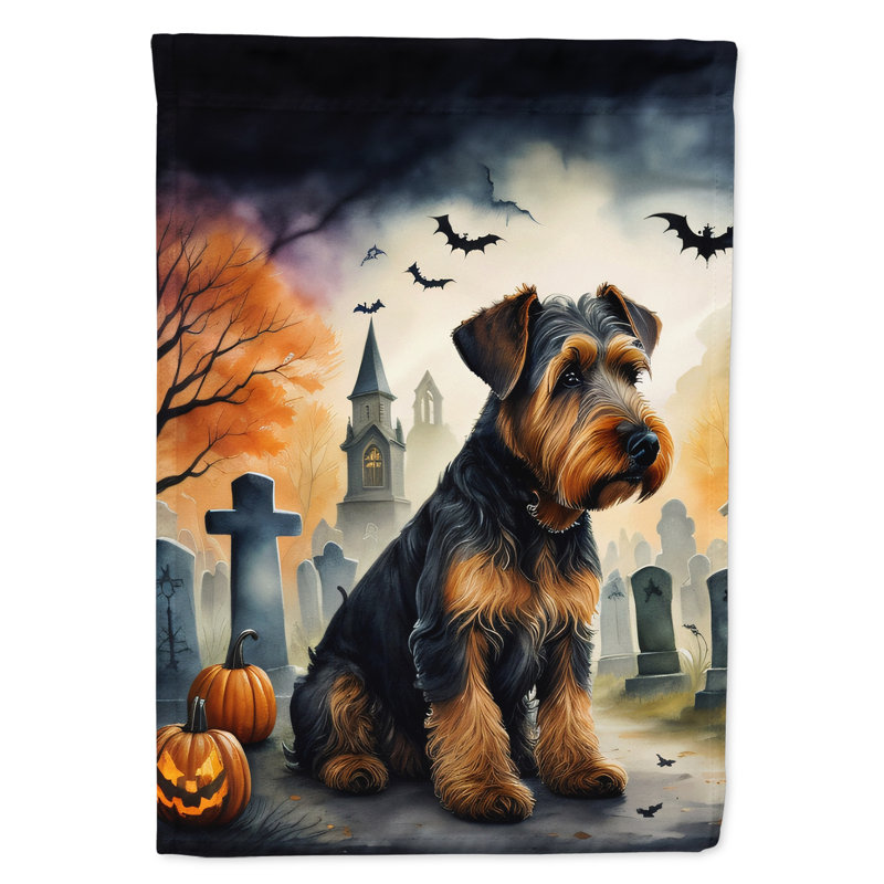 Drapeau de jardin Airedale Terrier Spooky Halloween