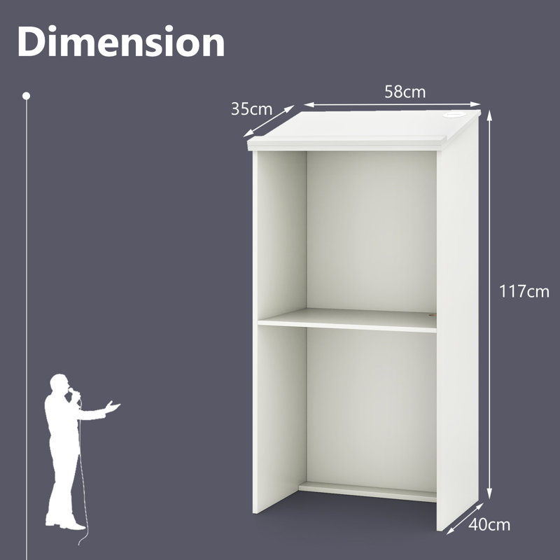 117cm Wood Full Podium, White