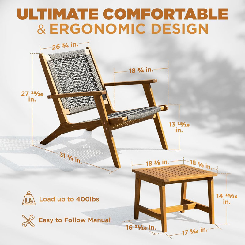 Wood - Person Patio Conversation Set