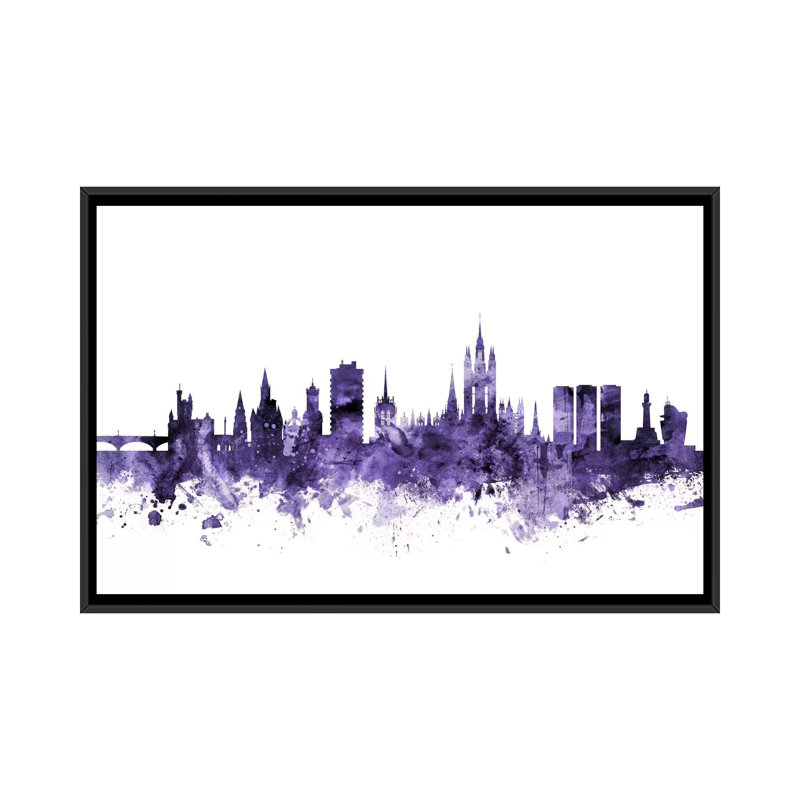 «Aberdeen, Écosse» par Michael Tompsett, impression sur toile tendue, Toile avec cadre flottant noir, Pas de tapis