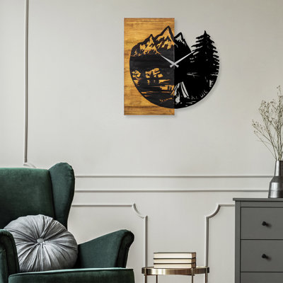 Elegant Wooden Wall Clock, 22.0 x 1.2 x 22.8 inches | 100% Real Walnut Wood & Metal, Silent Mechanism | Unique Color Variations, Perfect for Home Decor, Living Room & Office | Stylish and Functional Design