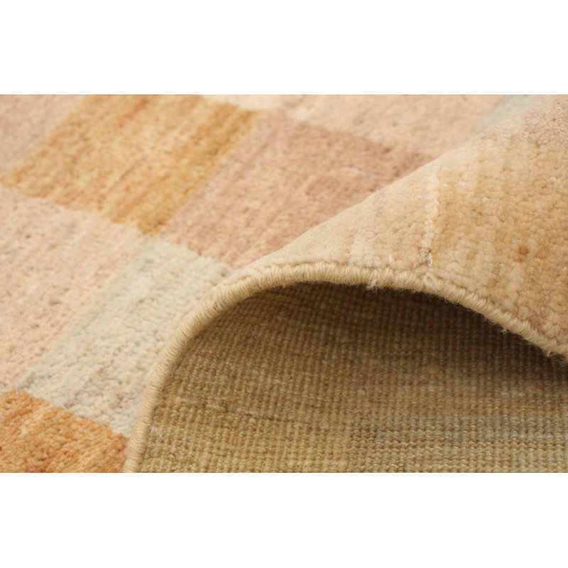 Tapis décoratif Ivoire en laine noué à la main de conception unique 4 pi 3 po x 6 pi 4 po Detrina