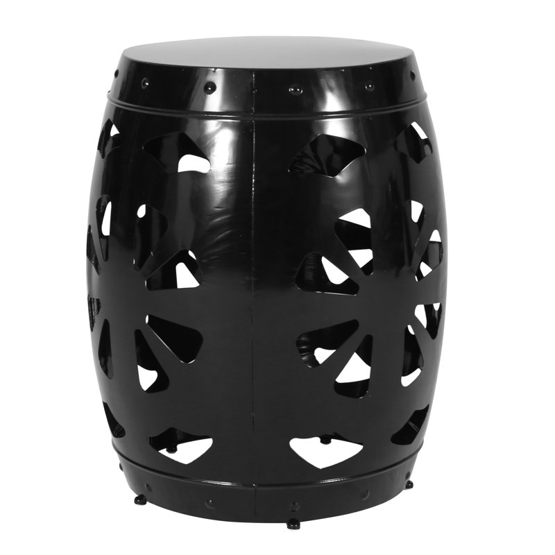 Table d'appoint en métal noir avec motif en fer élégant, 16,5 po x 16,5 po x 20,75 po, aucun assemblage requis, fabrication 16,50 po x 16,50 po x 20,75 po