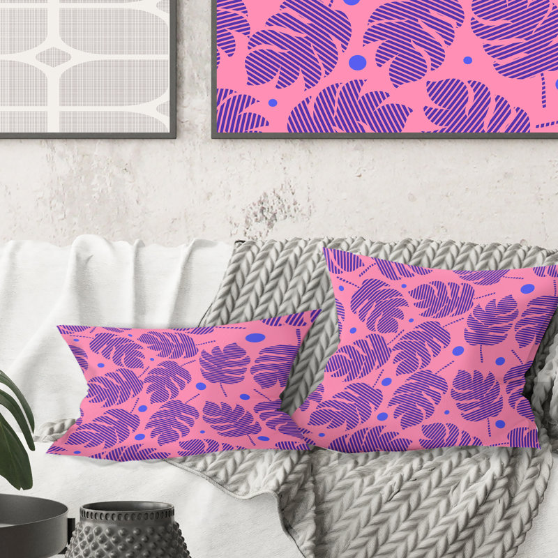 Coussin Tropical Tropical Leaves IV - Mid-Century, 16 po x 1 po