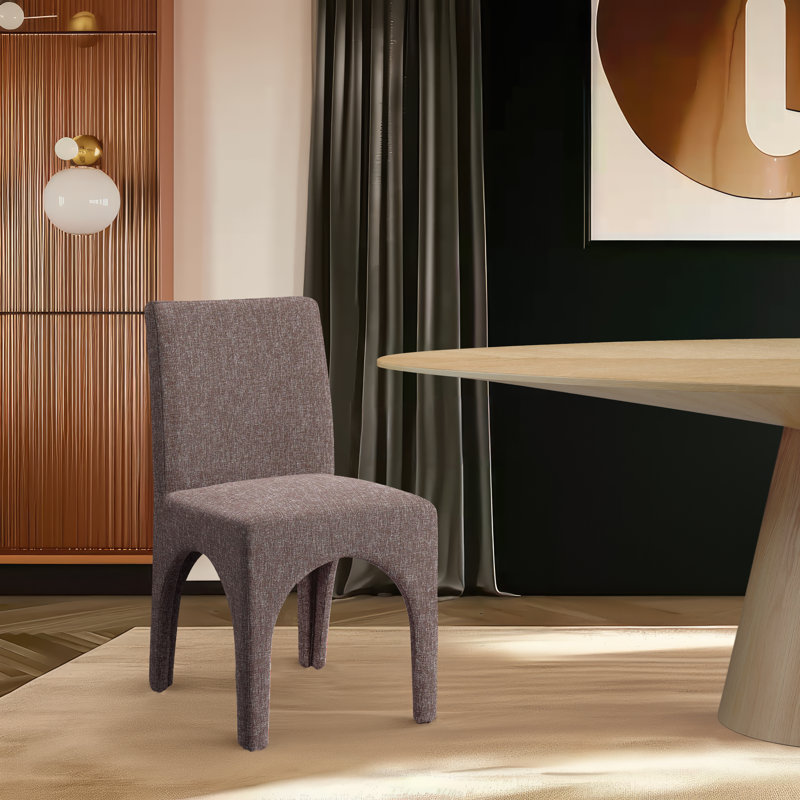 Gramercy Linen Textured Fabric Dining Chair, Brown Linen Textured Fabric