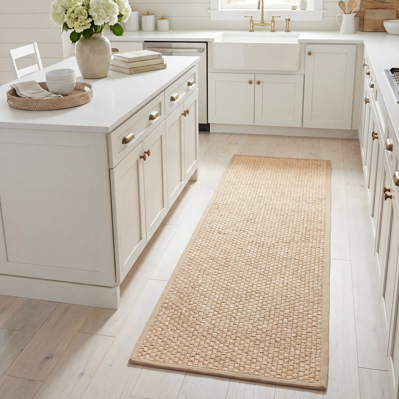 Tapis beige en jute / sisal Chalfant, Tapis de couloir 2 pi 6 po x 8 pi