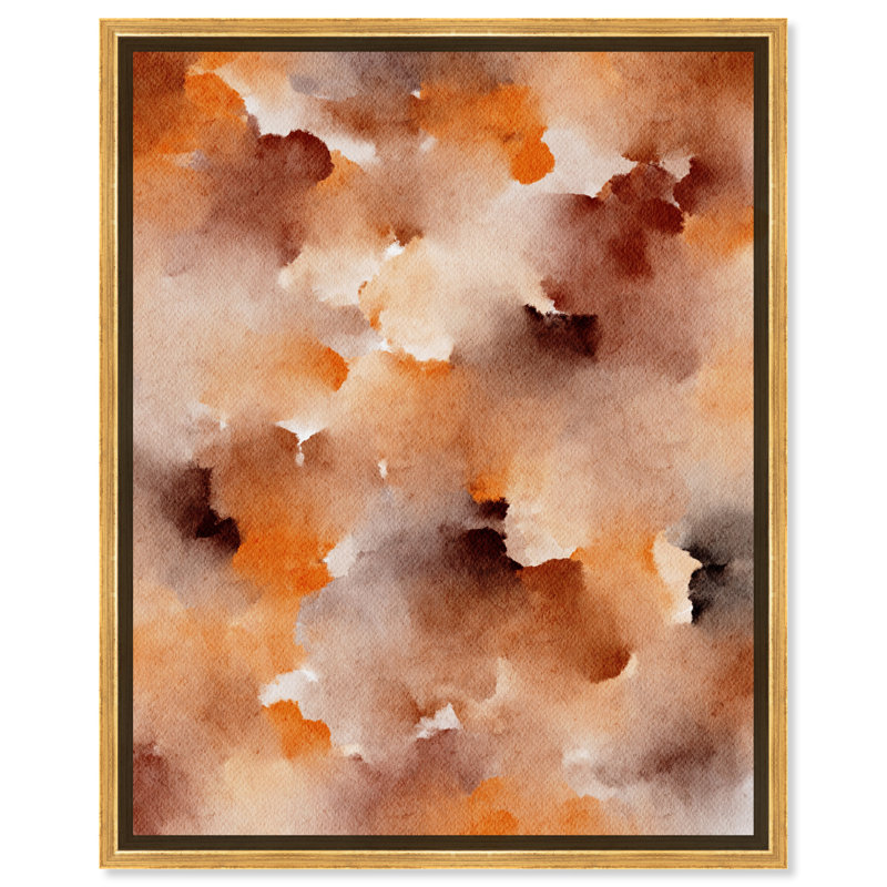Gold Framed Abstract Canvas Print in Warm Earth Tones