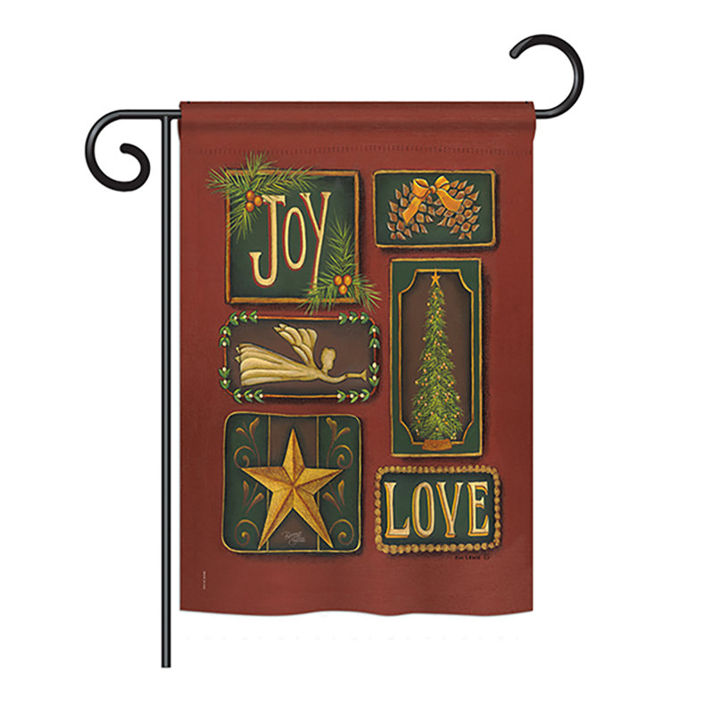 Drapeau de jardin Joy and Love Winter Seasonal Impressions 2 faces 19 x 13 po, Polyester, Rouge pâle