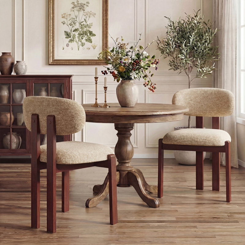 40.5cm H Upholstered Upholstered Back Side Chair in Camel, Walnut, Camel
