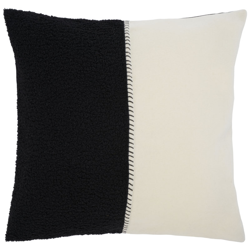 Horwich 20" Black and Ivory Woven Throw Pillow