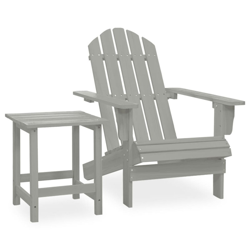 Swartz Fir Outdoor Adirondack Chair With Table , 69.5cm cm W 86.5cm cm D, Grey