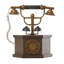 Téléphone Aranea en bois de style antique en cuivre avec base en bois brun